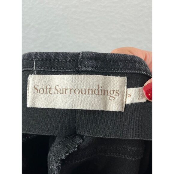 Soft Surroundings Pull On Flare Bootcut Stretch Jeans Size Medium Black Denim - Picture 6 of 8